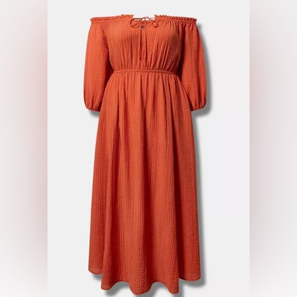 Torrid Textured Viscose Off-Shoulder Maxi Dress - Size 1X - NWT!!! - Picture 10 of 11